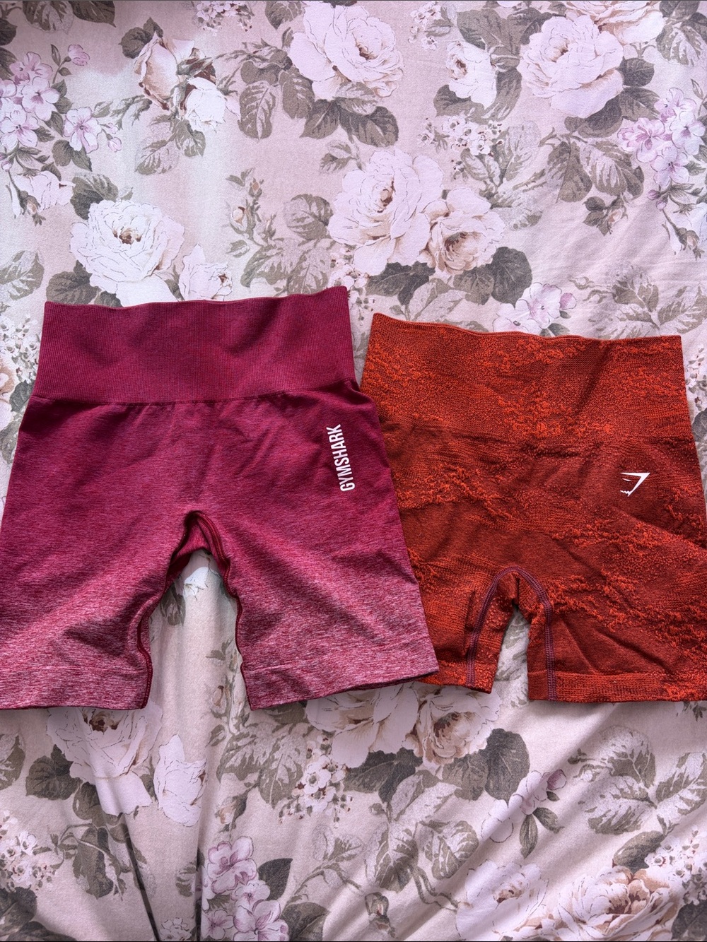 Gymshark Kids Burgundy and Rust Seamless Bike Shorts Duo